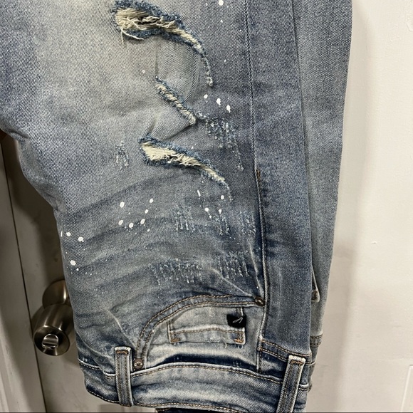Brand New Distressed Denim Jeans Paint Splatter Relaxed Fit Boyfriend - Picture 12 of 15